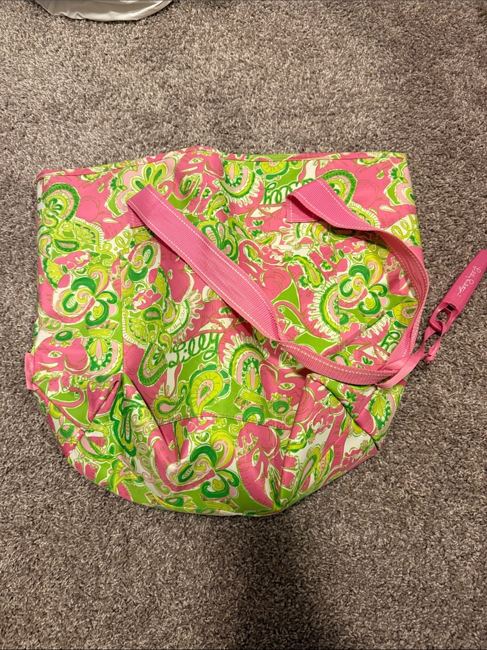 Lilly Pulitzer Pink & green Paisley insulated cooler tote